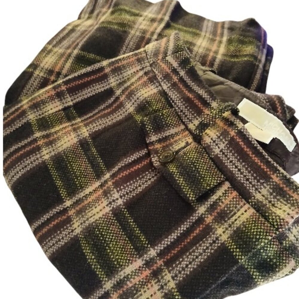 MICHAEL Michael Kors Wool Plaid Wide Leg Dress Trousers - Picture 6 of 11